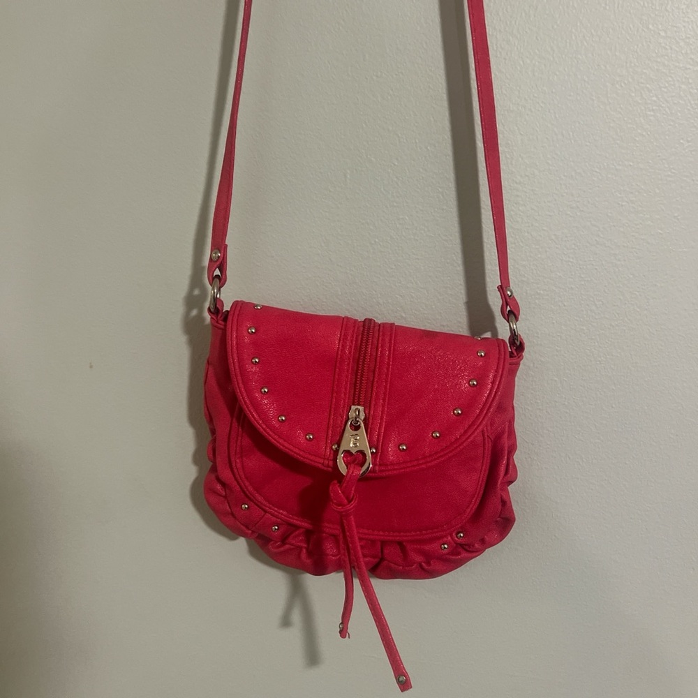 Betsey Johnson Betseyville Pink Moto Y2K Studded Crossbody Mini Shoulder Purse - Picture 8 of 11